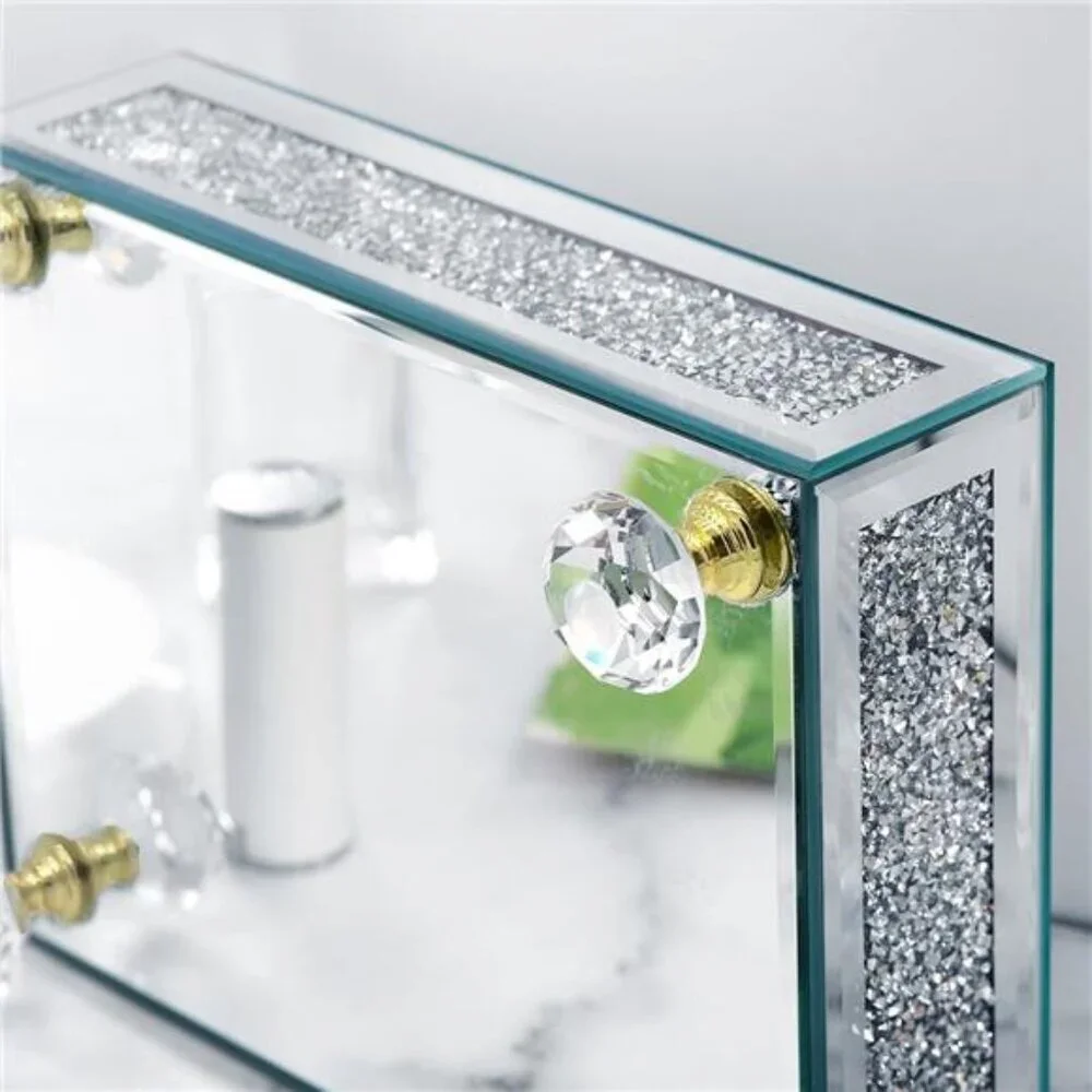Gold Mirrored Display Tray Riser Decorative Pedestal Stand Bathroom Kitchen Deco